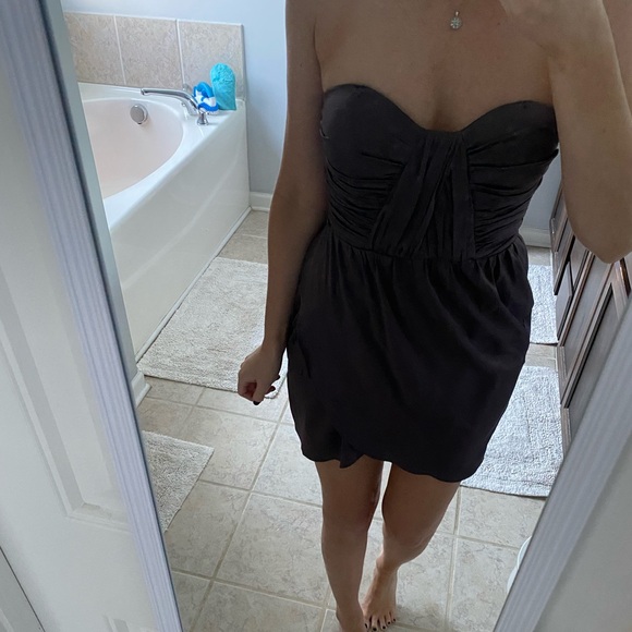 BEBE SWEETHEART NECKLINE PURPLE MINI SATIN DRESS XS - Picture 7 of 8